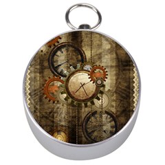 Wonderful Steampunk Design With Clocks And Gears Silver Compasses