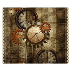 Wonderful Steampunk Design With Clocks And Gears Double Sided Flano Blanket (Small) 