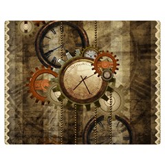 Wonderful Steampunk Design With Clocks And Gears Double Sided Flano Blanket (medium)  by FantasyWorld7