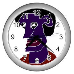 Man Portrait Caricature Wall Clocks (silver) 