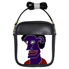 Man Portrait Caricature Girls Sling Bags