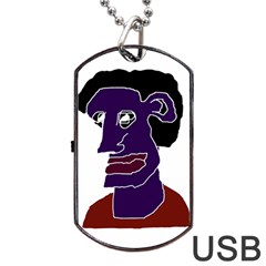 Man Portrait Caricature Dog Tag Usb Flash (one Side)