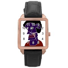 Man Portrait Caricature Rose Gold Leather Watch  by dflcprints