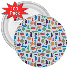 Blue Colorful Cats Silhouettes Pattern 3  Buttons (100 Pack)  by Contest580383