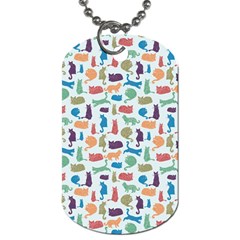 Blue Colorful Cats Silhouettes Pattern Dog Tag (two Sides)