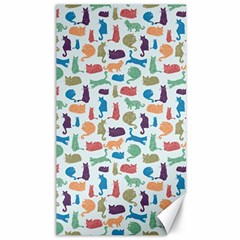 Blue Colorful Cats Silhouettes Pattern Canvas 40  X 72  