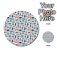 Blue Colorful Cats Silhouettes Pattern Multi-purpose Cards (round)  by Contest580383