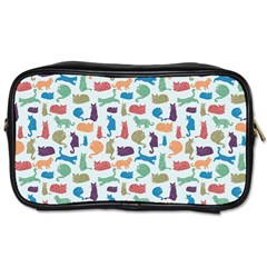 Blue Colorful Cats Silhouettes Pattern Toiletries Bags 2-side