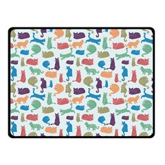 Blue Colorful Cats Silhouettes Pattern Fleece Blanket (small)