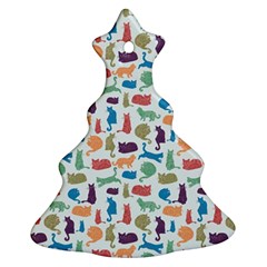 Blue Colorful Cats Silhouettes Pattern Ornament (christmas Tree)