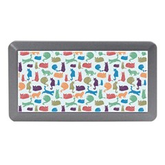 Blue Colorful Cats Silhouettes Pattern Memory Card Reader (mini)