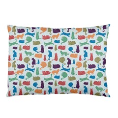 Blue Colorful Cats Silhouettes Pattern Pillow Case (two Sides)