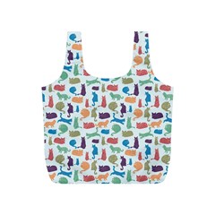 Blue Colorful Cats Silhouettes Pattern Full Print Recycle Bags (s) 