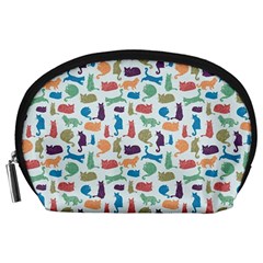 Blue Colorful Cats Silhouettes Pattern Accessory Pouches (large)  by Contest580383