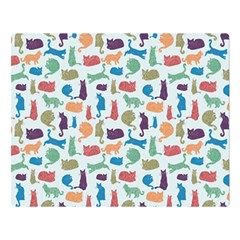 Blue Colorful Cats Silhouettes Pattern Double Sided Flano Blanket (large) 