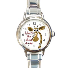 Giraffe Joke Round Italian Charm Watch by Valentinaart