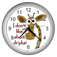 Giraffe Joke Wall Clocks (silver)  by Valentinaart