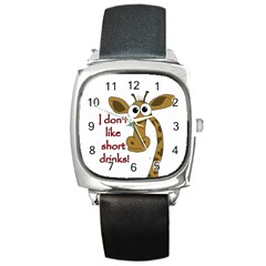 Giraffe Joke Square Metal Watch