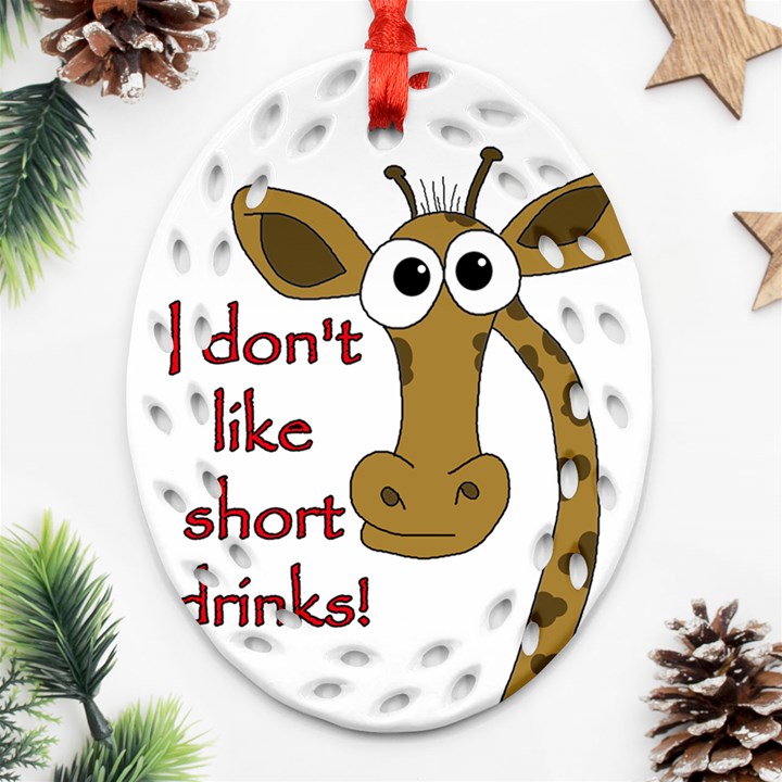 Giraffe joke Oval Filigree Ornament (2-Side) 