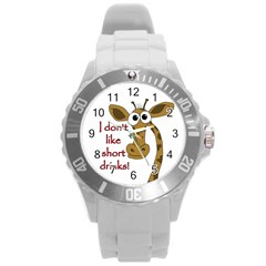 Giraffe Joke Round Plastic Sport Watch (l) by Valentinaart