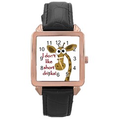 Giraffe Joke Rose Gold Leather Watch  by Valentinaart