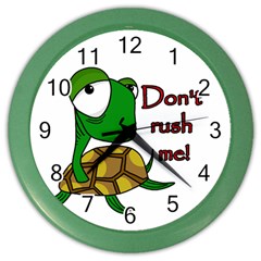 Turtle Joke Color Wall Clocks by Valentinaart