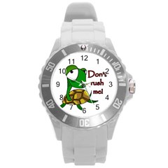 Turtle Joke Round Plastic Sport Watch (l) by Valentinaart