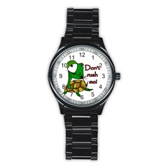 Turtle Joke Stainless Steel Round Watch by Valentinaart