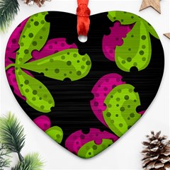 Decorative Leafs  Heart Ornament (2 Sides)