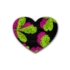 Decorative Leafs  Rubber Coaster (heart) 