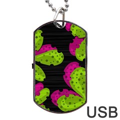 Decorative Leafs  Dog Tag Usb Flash (one Side) by Valentinaart