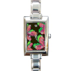 Colorful Leafs Rectangle Italian Charm Watch