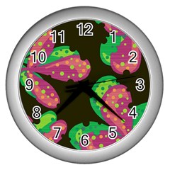 Colorful Leafs Wall Clocks (silver) 