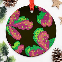 Colorful Leafs Round Ornament (two Sides)  by Valentinaart