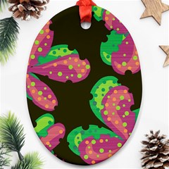 Colorful Leafs Oval Ornament (two Sides)