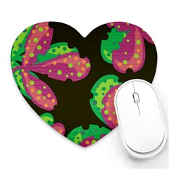 Colorful Leafs Heart Mousepads by Valentinaart