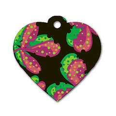 Colorful Leafs Dog Tag Heart (two Sides) by Valentinaart