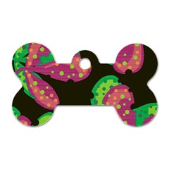 Colorful Leafs Dog Tag Bone (one Side)