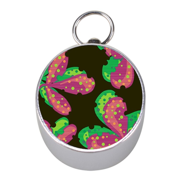 Colorful leafs Mini Silver Compasses