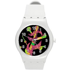 Moon Tree Round Plastic Sport Watch (m) by Valentinaart