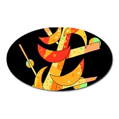 Orange Moon Tree Oval Magnet by Valentinaart