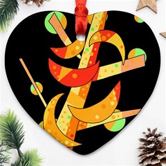 Orange Moon Tree Heart Ornament (2 Sides) by Valentinaart