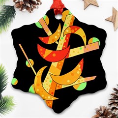 Orange Moon Tree Snowflake Ornament (2-side)