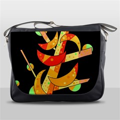 Orange Moon Tree Messenger Bags by Valentinaart