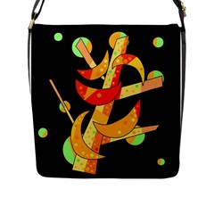 Orange Moon Tree Flap Messenger Bag (l) 