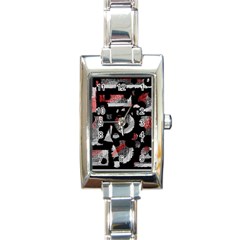 Red Shadows Rectangle Italian Charm Watch