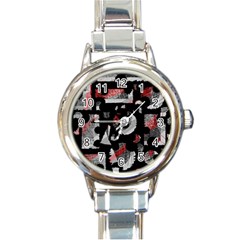 Red Shadows Round Italian Charm Watch