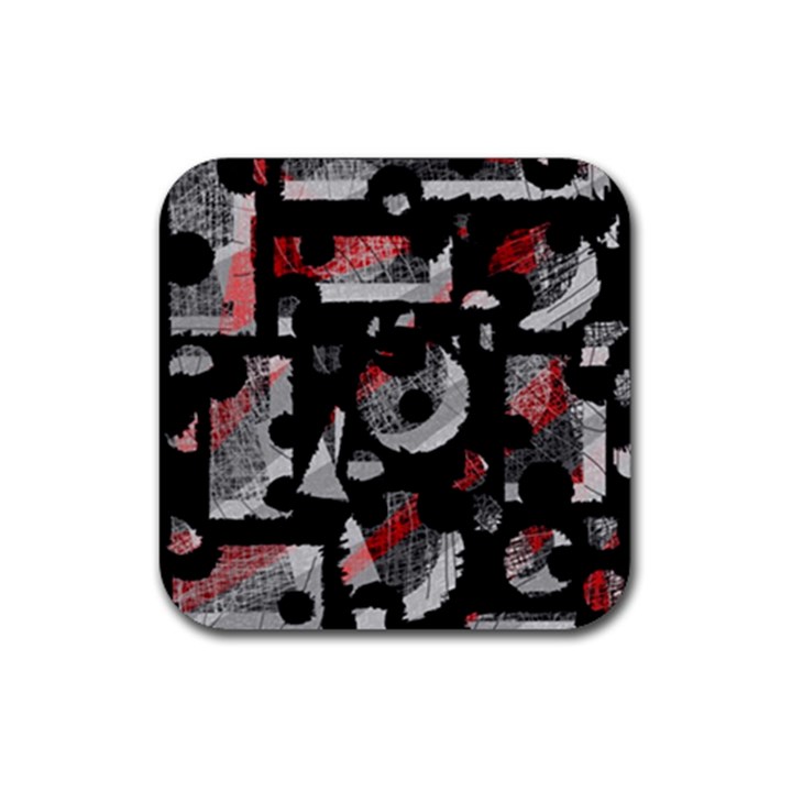 Red shadows Rubber Coaster (Square) 