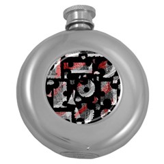 Red Shadows Round Hip Flask (5 Oz) by Valentinaart