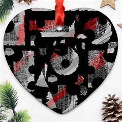 Red Shadows Heart Ornament (2 Sides) by Valentinaart